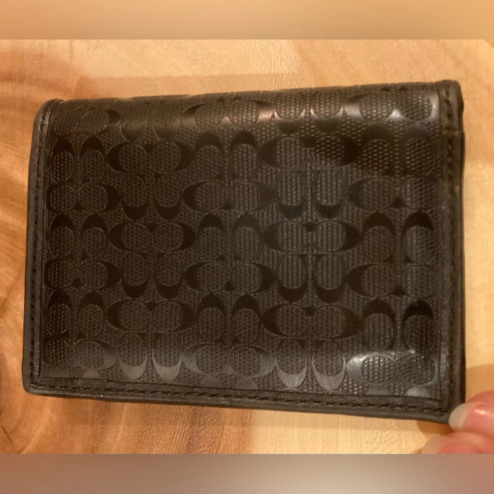 Coach Men's‎ Wallet business card, Mini Signature Canvas & Leather Black